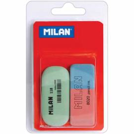 Набор ластиков Milan "8020" и "118" 2шт., натуральный/синтетический каучук, блистер