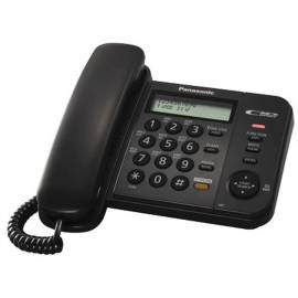 Телефон проводной Panasonic KX-TS2358RUB, ЖК дисплей, АОН, 50 номеров, черный