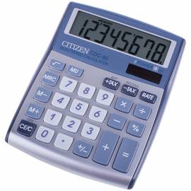 Калькулятор настольный Citizen CDC-80, 8 разр., двойное питание, 109*135*25мм, серебристый