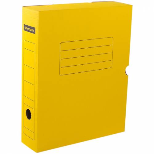 Короб архивный с клапаном OfficeSpace, микрогофрокартон, 75мм, желтый