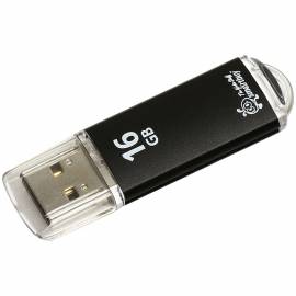Память Smart Buy "V-Cut" 16GB, USB 2.0 Flash Drive, черный (металл.корпус)