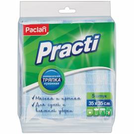 Салфетка для уборки Paclan "Practi" вискоза, 35*35см, 5шт., европодвес