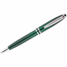 Ручка шариковая Berlingo "Silk Classic" синяя, 0,7мм, корпус зеленый/хром, поворот., пласт. футляр