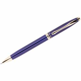 Ручка шариковая Berlingo "Silver Luxe" синяя, 0,7мм, корпус синий/золото, поворот., пласт. футляр