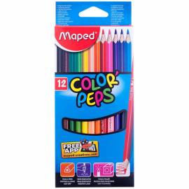 Карандаши Maped "Color Peps", 12цв., трехгран., заточен., картон, европодвес