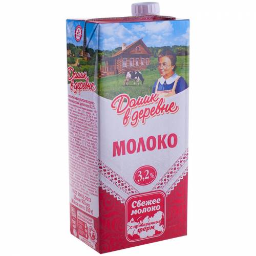 Молоко Домик в деревне ультрапастеризованное, 3,2%, 0,95л, картонная коробка