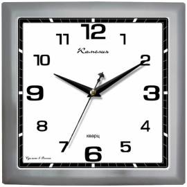 Часы настенные ход плавный, офисные Камелия "Серебро 2", квадратные, 29*29*3,5, серебристая рамка