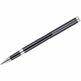Ручка-роллер Delucci черная, 0,6мм, корпус черный/хром, подар. уп.