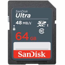 Карта памяти SanDisk SDHC Ultra 64GB, Class 10, скорость чтения 20Мб/сек