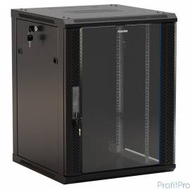 Hyperline TWB-0945-GP-RAL9004 Шкаф настенный 19-дюймовый (19"), 9U, 500x 600х 450мм, стеклянная дверь с перфорацией по бокам, р