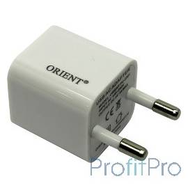Orient Зарядное устройство USB от эл.сети PU-2301, DC 5V, 1000mA, размер 26х26х28мм, белый 