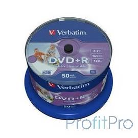 Verbatim Диски DVD+R 4.7Gb 16-х, Wide Photo InkJet Printable, 50 шт, Cake Box (43512 )