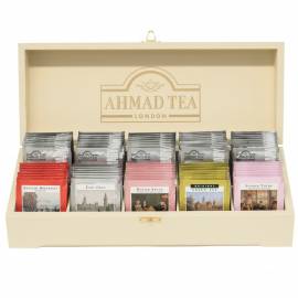 Подарочный набор чая Ahmad Tea "Коллекция", 10 видов, 100 фольг. пакетиков, в деревянной шкатулке