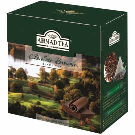 Чай Ahmad Tea "Шоколадный брауни", черный, 20 пакетиков-пирамидок по 1,8г