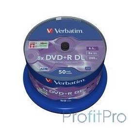 Verbatim Диски DVD+R 8,5 GB 8x CB/50 Double Layer (43758)