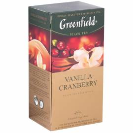 Чай Greenfield "Vanilla Cranberry", черный с ароматом ванили и ягод, 25 фольг. пакетиков по 1,5г