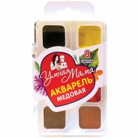 Акварель Гамма "Умная Мама", медовая, 08 цветов, пластик, европодвес