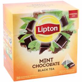 Чай Lipton "Mint Шоколад", черный, с мятой, 20 пакетиков-пирамдок по 1,8г