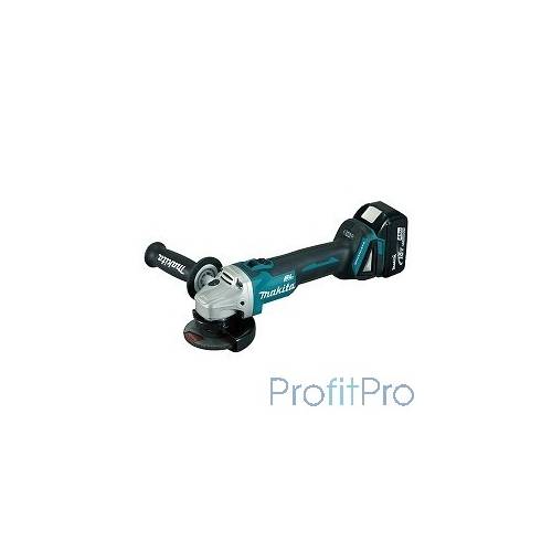 Makita DGA508RME УШМ акк б\щет,ф125мм,18В,2х4Ач Li-ion,8500об\м,2.6кг,чем,пл пуск,anti-restart,защита от обр.уд