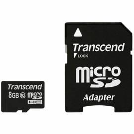Карта памяти Transcend MicroSDHC 8Gb, Class 10, скорость чтения 20Мб/сек (с адаптером SD)