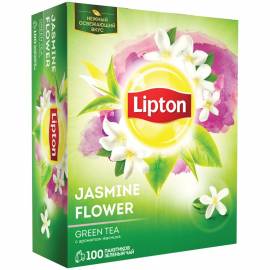 Чай Lipton "Jasmine Flower", зеленый, с жасмином, 100 пакетиков по 1,4г