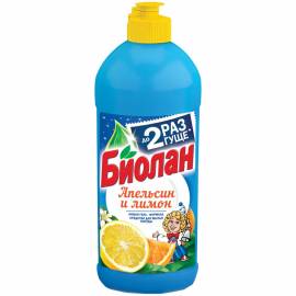 Средство для мытья посуды Биолан "Апельсин и Лимон", 0,45л