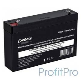 Exegate EP234536RUS Аккумуляторная батарея Exegate EXG672, 6В 7.2Ач, клеммы F1