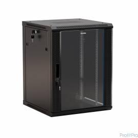 Hyperline TWB-0966-GP-RAL9004 Шкаф настенный 19-дюймовый (19"), 9U, 500x 600х 600мм, стеклянная дверь с перфорацией по бокам, р