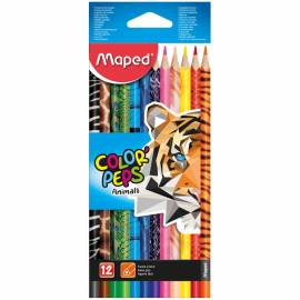 Карандаши Maped "Color Peps Animals", 12цв., трехгран., заточен., картон, европодвес