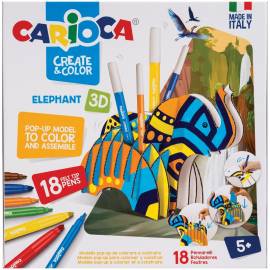 Набор для рисования Carioca "Elephant" 18 фломастеров + сборная подставка, картон.уп.