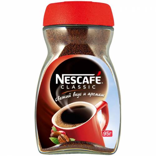 Кофе растворимый Nescafe "Classic", гранулированный, стеклянная банка, 95г