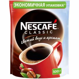 Кофе растворимый Nescafe "Classic", гранулированный, мягкая упаковка, 500г