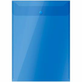 Папка-конверт на кнопке OfficeSpace, А4, вертикальная, 150мкм, полупрозрачная, синяя