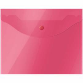 Папка-конверт на кнопке OfficeSpace, А5 (190*240мм), 150мкм, полупрозрачная, красная