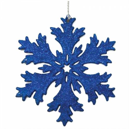 Елочное украшение пластиковое "Снежинка", глиттер, 10,5*10,5см, синяя