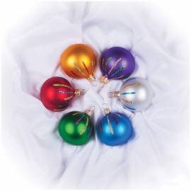 Набор стеклянных шаров "Искорка" 6шт, 50мм, подарочная коробка