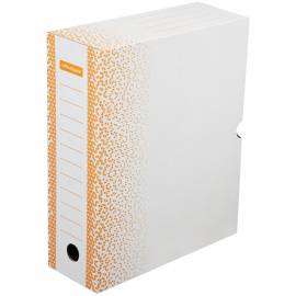 Короб архивный с клапаном OfficeSpace "Standard" плотный, микрогофрокартон, 100мм, оранжевый,до 900л