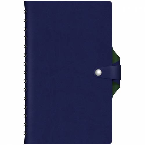 Ежедневник недатир., A5, 128л., кожзам, Hatber "Vivella Bicolour", синий/зелен., хлястик с кнопкой
