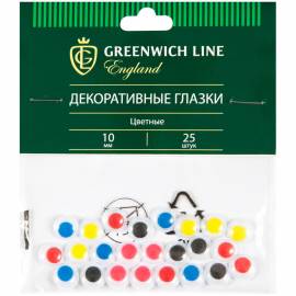 Материал декоративный Greenwich Line "Глазки", цветные, 10мм, 25шт.