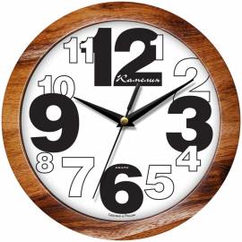Часы настенные ход плавный, Камелия "Полисандр", круглые, 29*29*3,5, коричневая рамка
