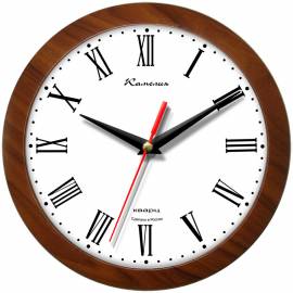 Часы настенные ход плавный, Камелия "Римские", круглые, 29*29*3,5, коричневая рамка