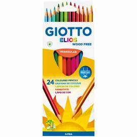 Карандаши пластиковые Giotto "Elios", 24цв., трехгран., заточен., картон, европодвес