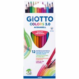Карандаши акварельные Giotto "Colors", 12цв., трехгран., картон, европодвес