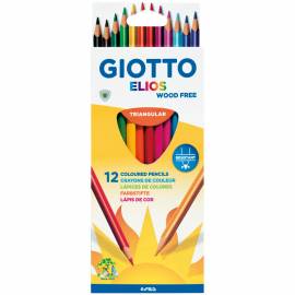 Карандаши пластиковые Giotto "Elios", 12цв., трехгран., заточен., картон, европодвес