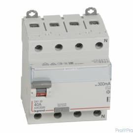 Legrand 411723 Выключатель дифференциального тока DX?-ID - 4П - 400 В~ - 40 А - тип AC - 300 мА - 4 модуля