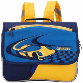 Рюкзак Grizzly, 32*24*11см, 1 отделение, 2 кармана, уплотненная спинка, синий/желтый