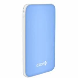 Внешний аккумулятор Oxion PowerBank UltraThin 6000mAh, Li-pol, покр. soft-touch, индикатор, голубой