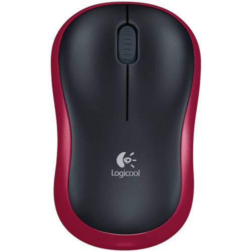 Мышь беспроводная Logitech M185, уменьшенный размер, USB, красный, черный