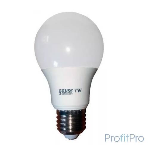 GAUSS 23227A Светодиодная лампа LED Elementary A60 7W E27 540lm 4100K 1/10/100 0