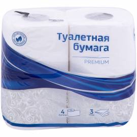 Бумага туалетная OfficeClean "Premium" 3-х слойн., 4шт., тиснение, белая